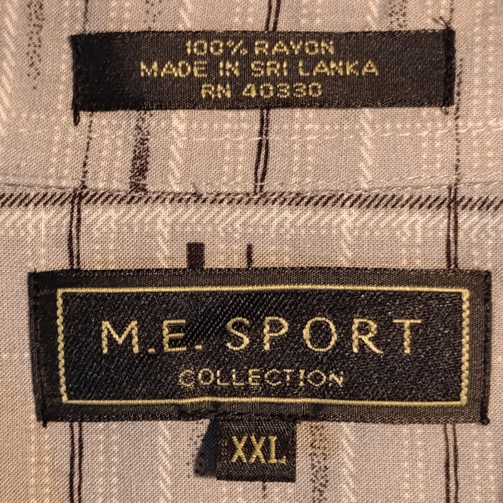Vintage M.E. SPORT Men Casual Shirt Size XXL  Checkered Short Sleeve